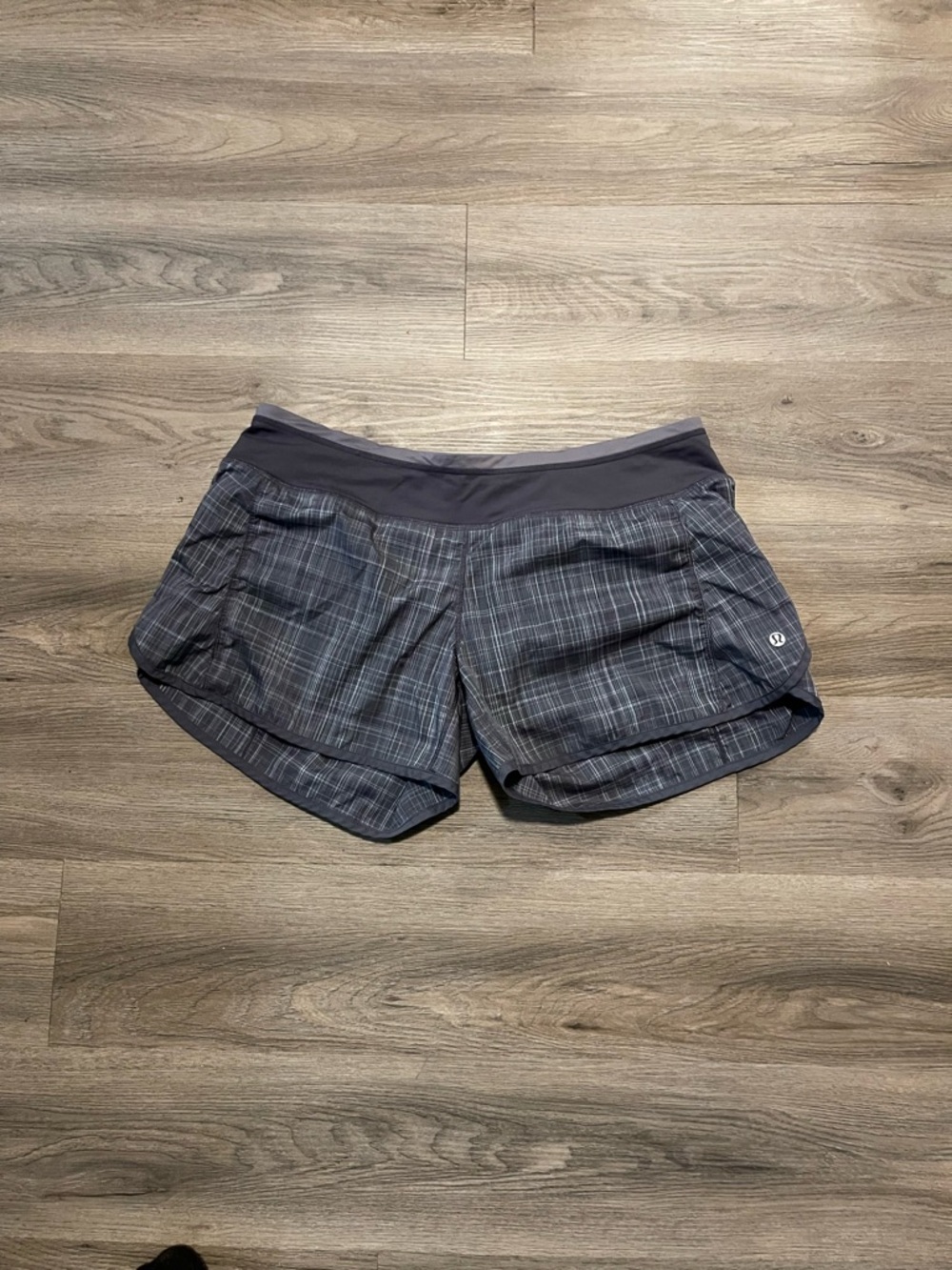 lululemon athletica Women's Dark Gray Plaid Athletic Shorts